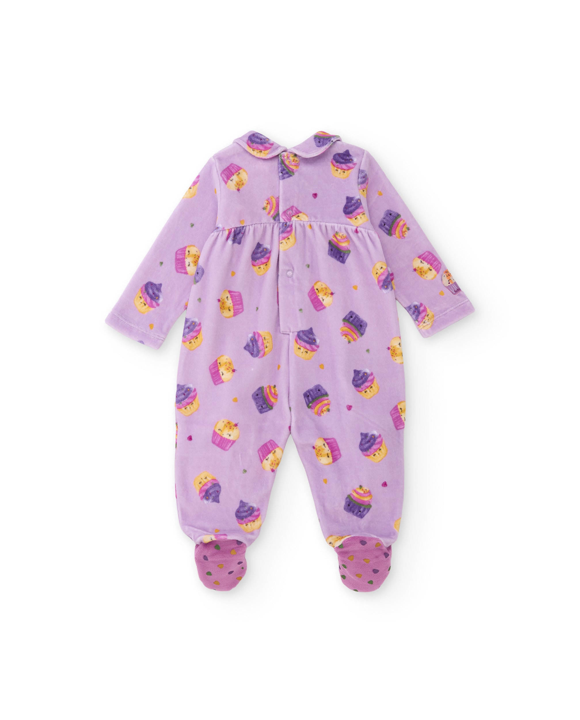 Tuc tuc pagliaccetto neonata viola con cupcake