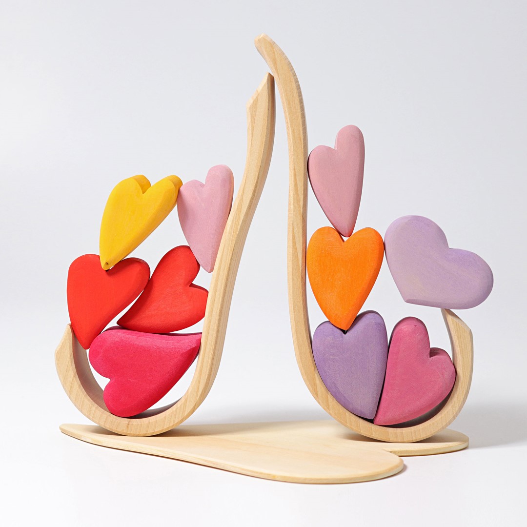 Grimm's Set Costruzioni Cuore Rosso Legno 11 Pezzi
