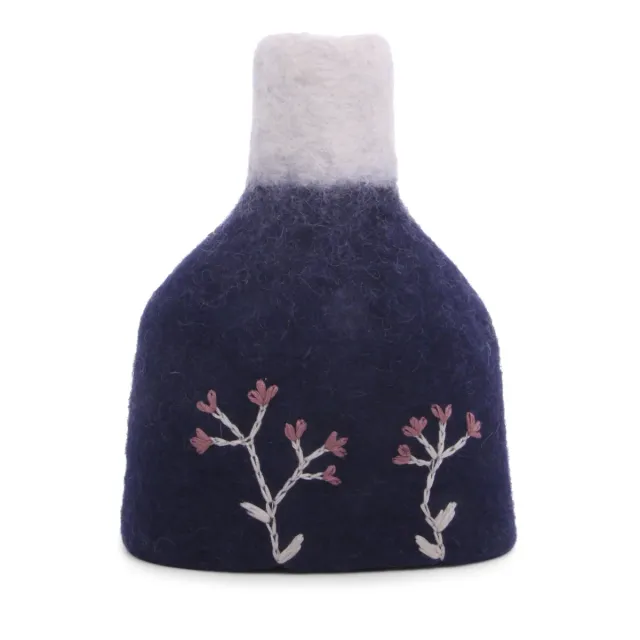 Gry & Sif vaso feltro blu portavaso lana con vetro