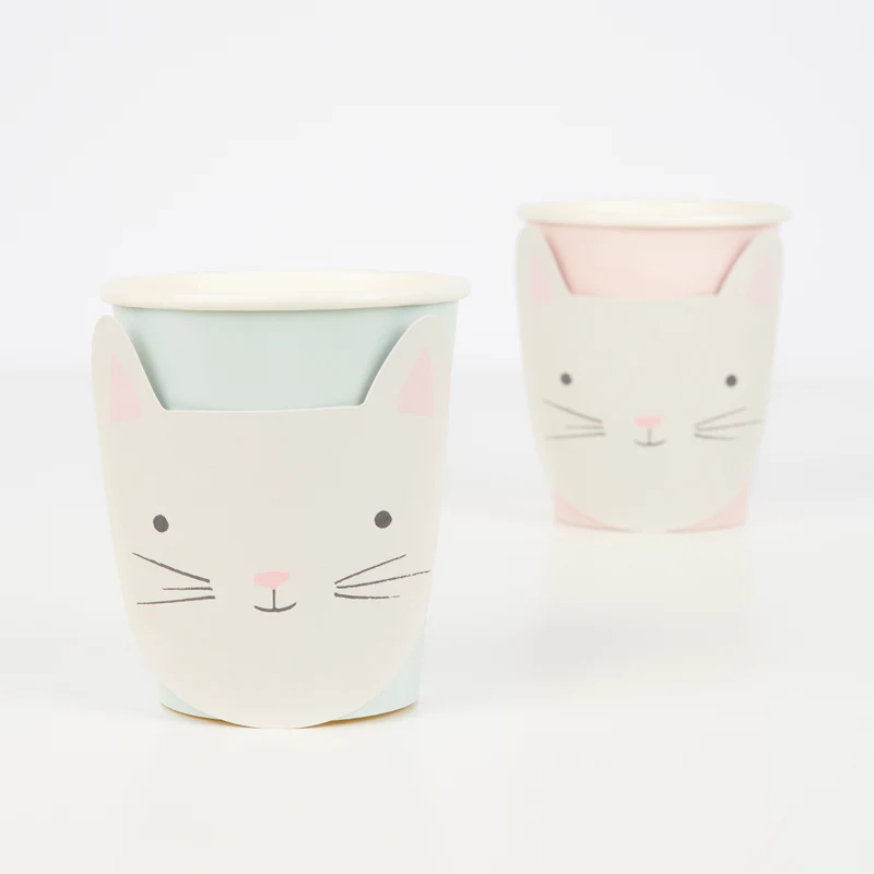 Meri Meri Gatto Bicchieri Carta 8 pz 256 ml Pastello