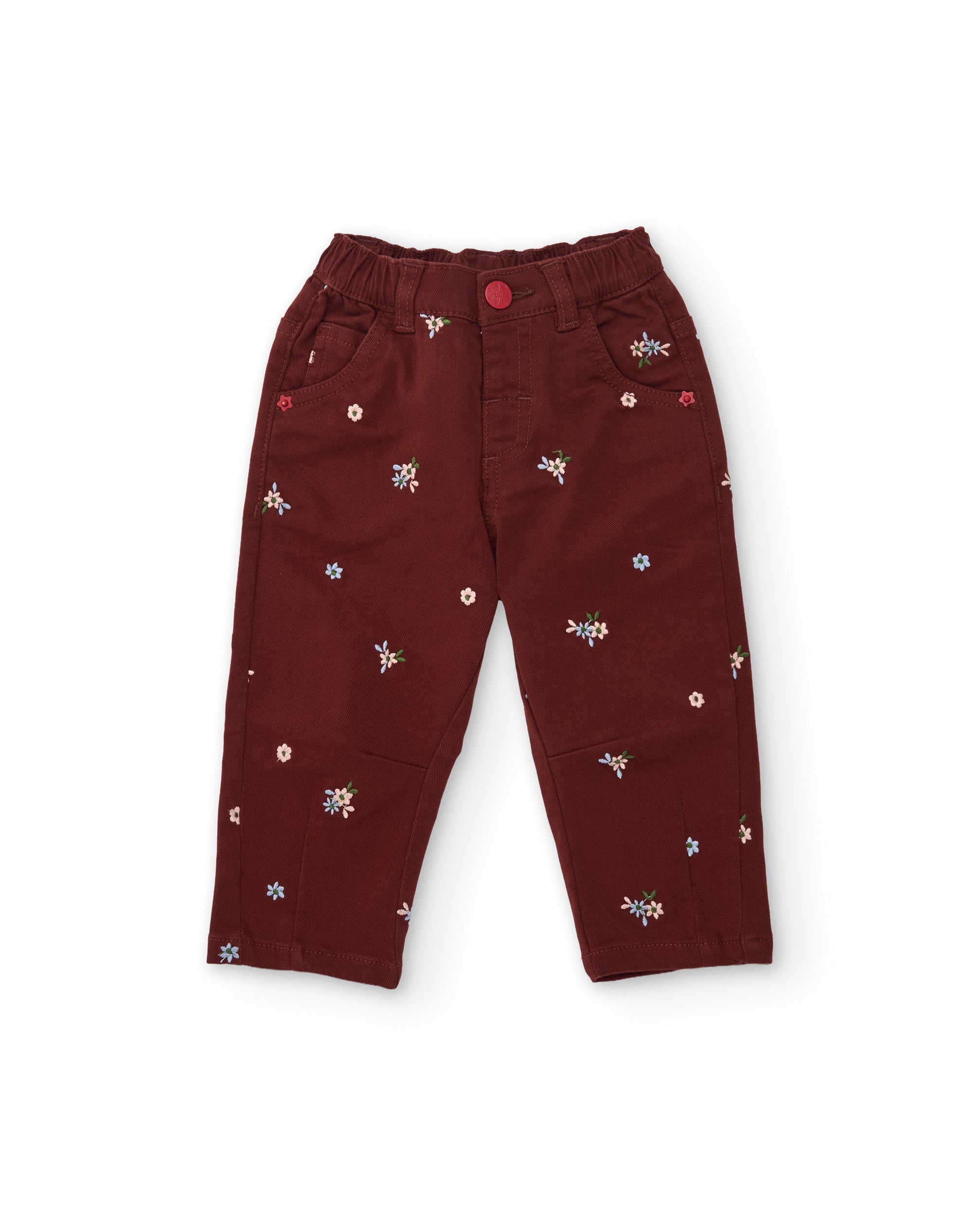 Tuc Tuc pantaloni bambina bordeaux ricamo fiori