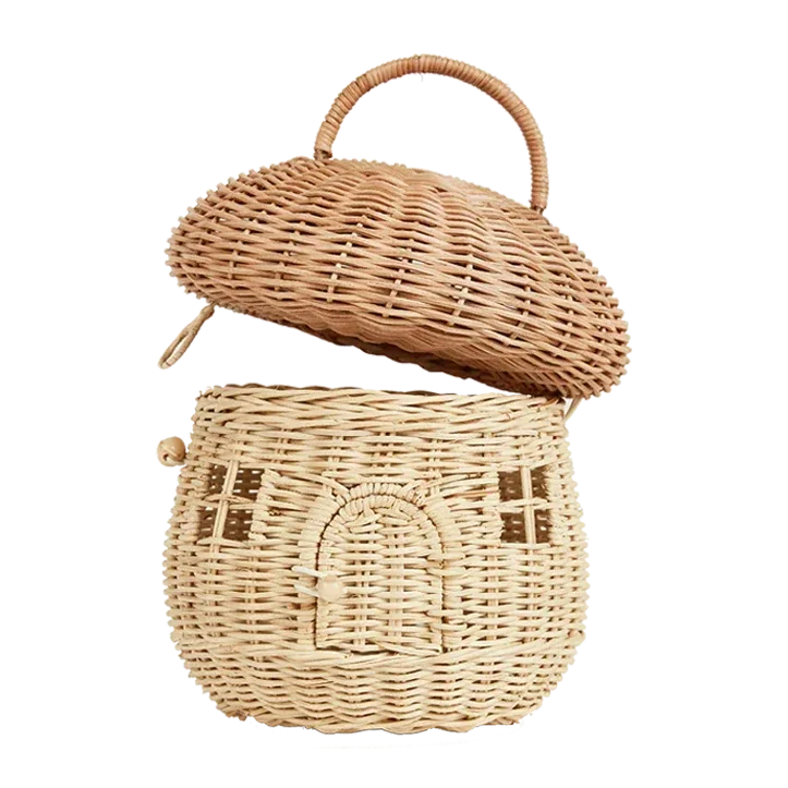 Olli Ella Mushroom Basket Natural Cestino Rattan