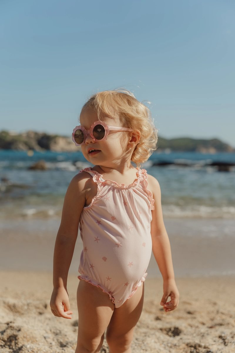 Little Dutch Conchiglie costume intero bimba rosa volant