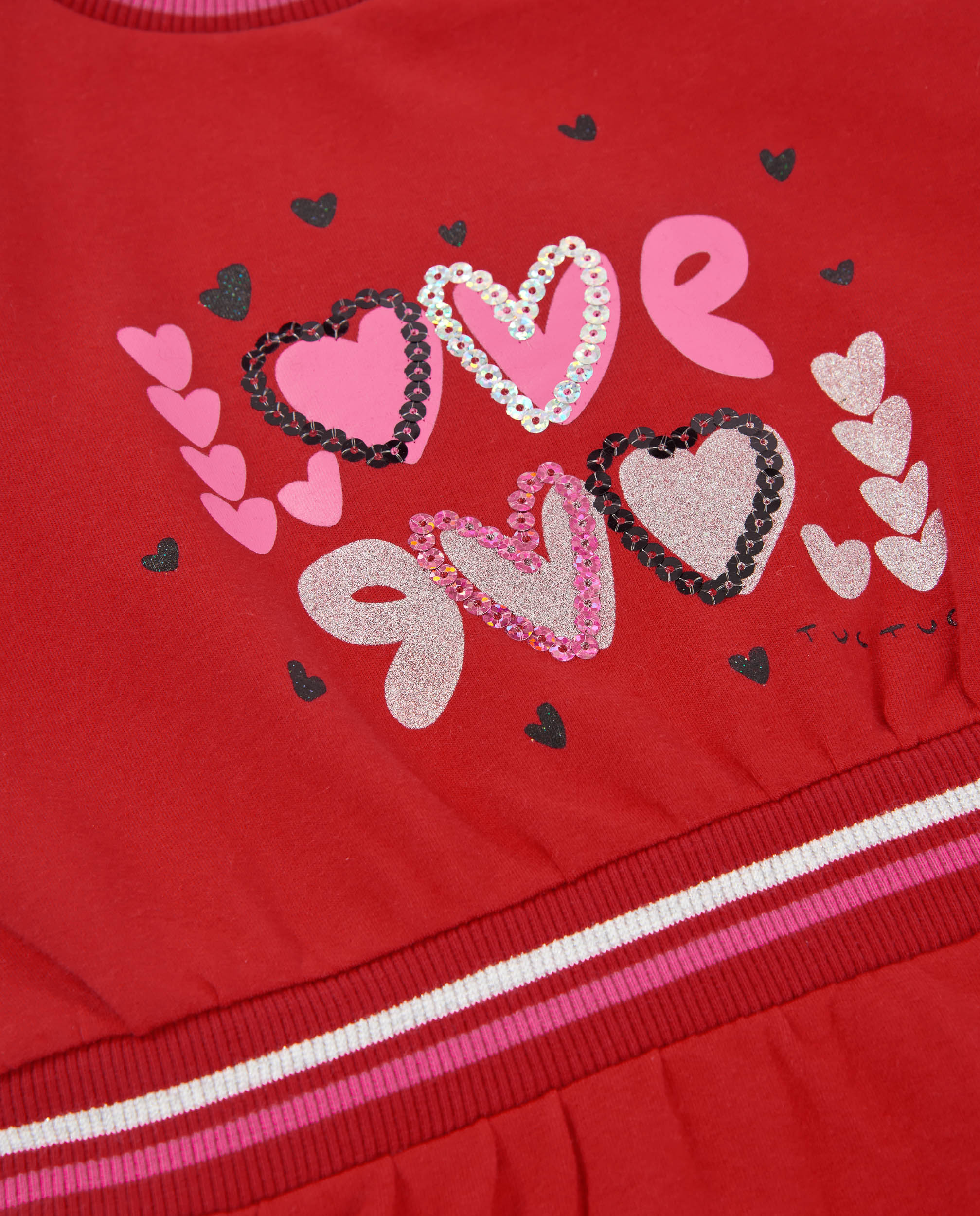 Tuc tuc vestito bambina rosso in pile con volant