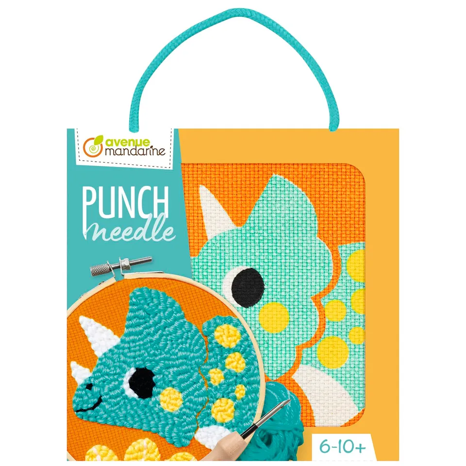 Avenue Mandarine Dino kit ricamo punch needle bambini