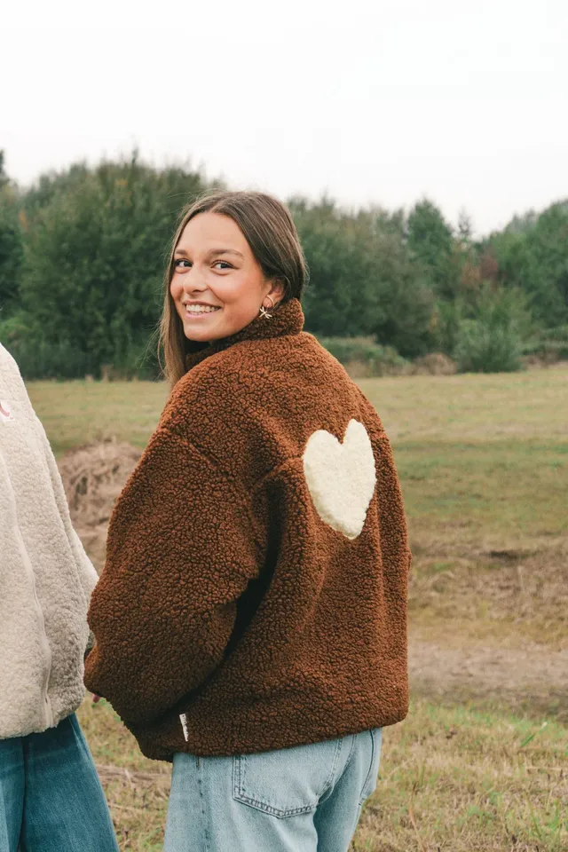 Ella and Rapha Heart Jacket giacca teddy marrone unica pile