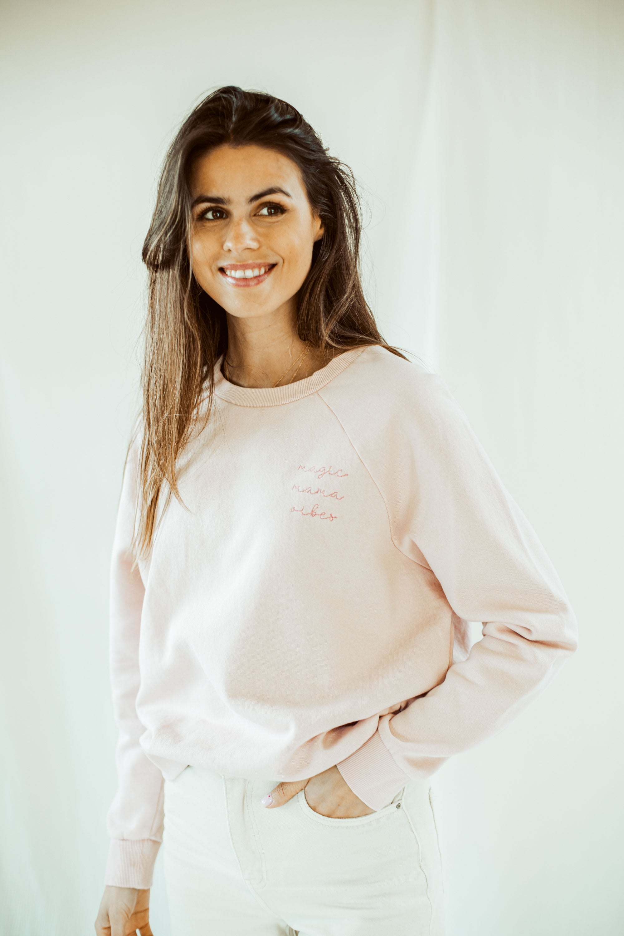 Ella and Rapha Mama Classic Fit felpa pearl rose cotone organico