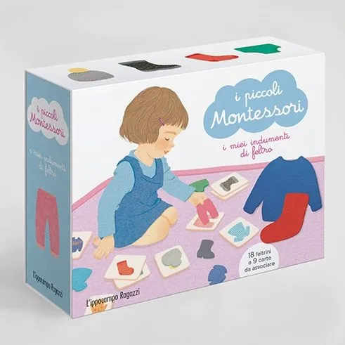 L'Ippocampo Piccoli Montessori Indumenti in Feltro cofanetto 18 pezzi