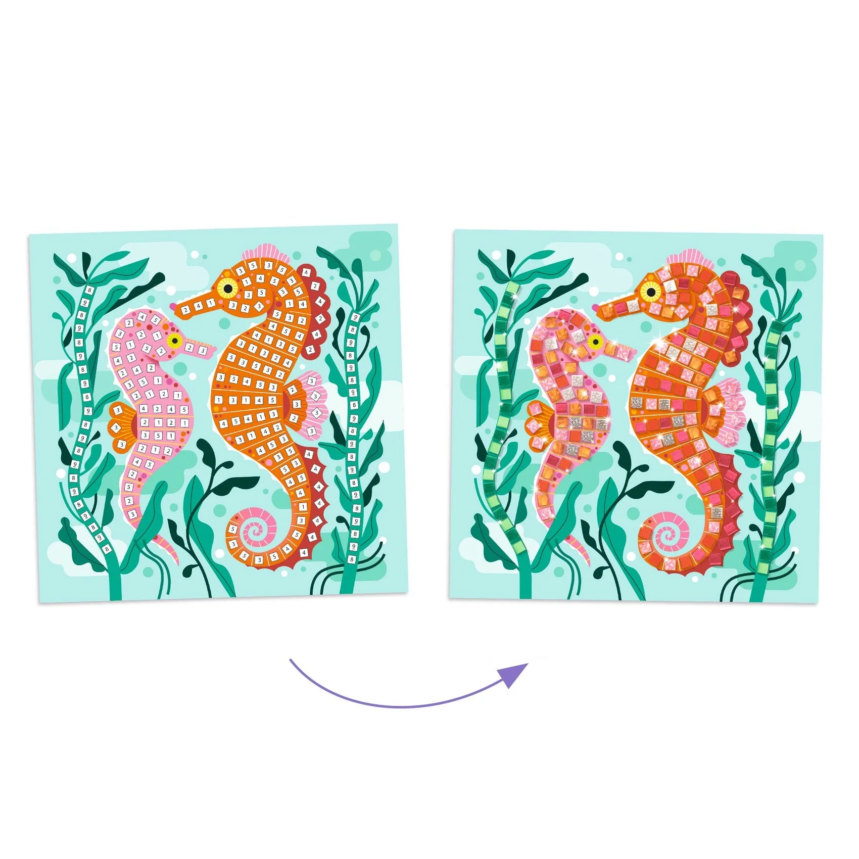 Djeco Caribbean Mosaico set artistico 4 quadretti dai 5 anni