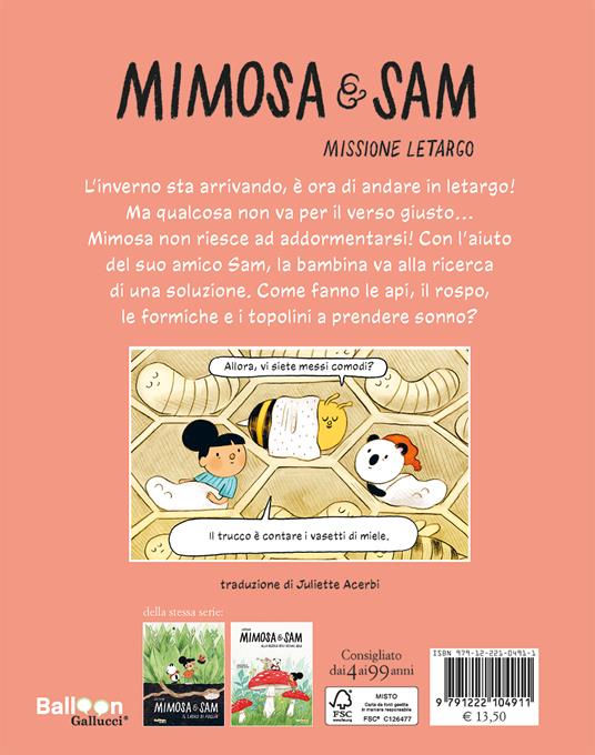 Gallucci Mimosa e Sam Missione letargo libro 48 pagine da 4 anni