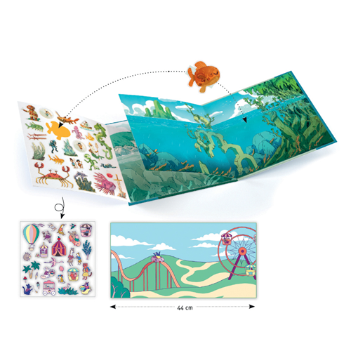 Djeco Abissi set stickers riposizionabili 50 pz da viaggio