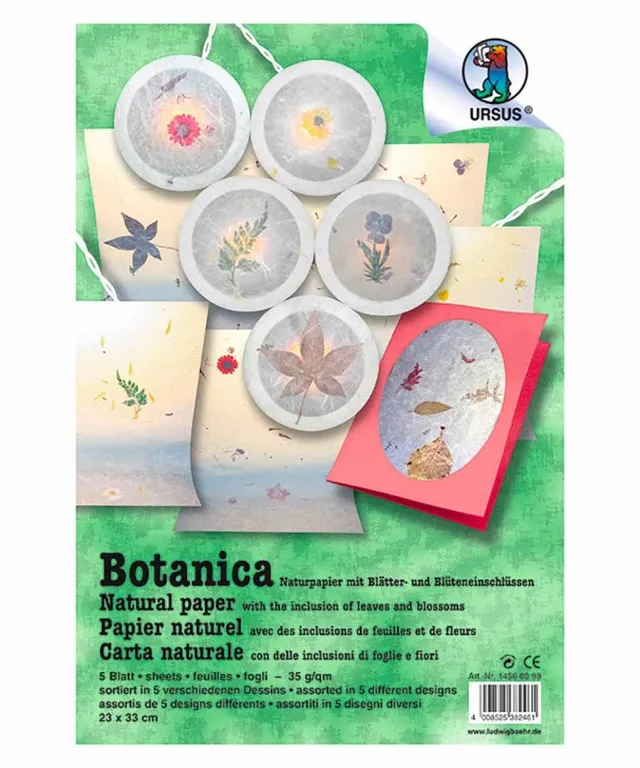 URSUS Botanic 23x33 carta naturale set 5 fogli per lavoretti