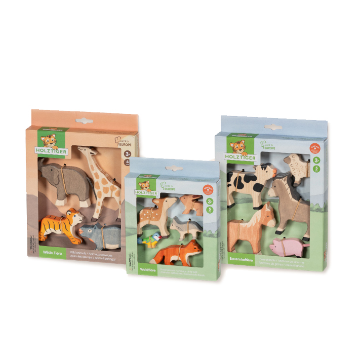 Holztiger Cuccioli Selvaggi animaletti legno 4 pezzi