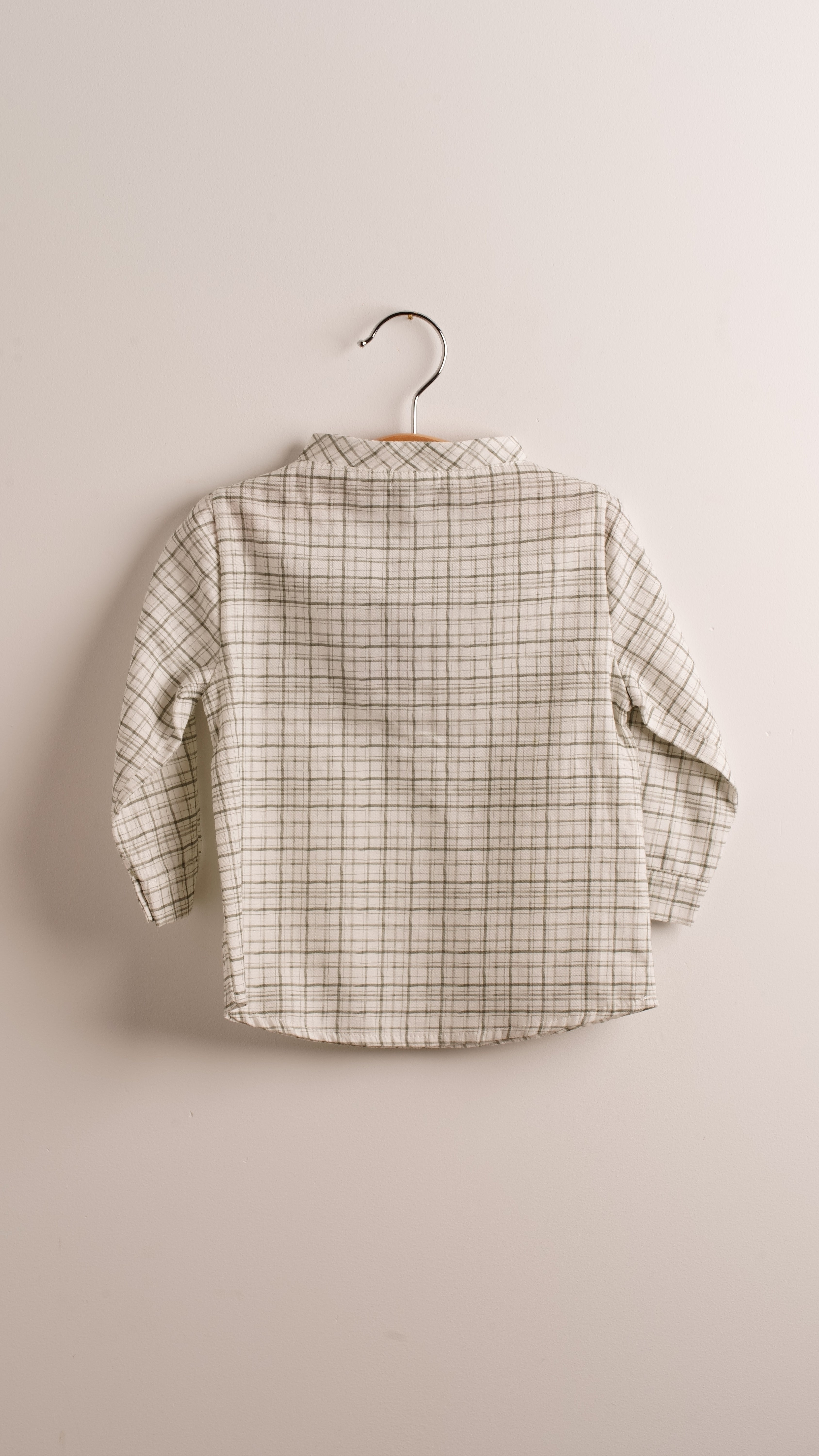 Mebi camicia a quadri bambino cotone beige verde