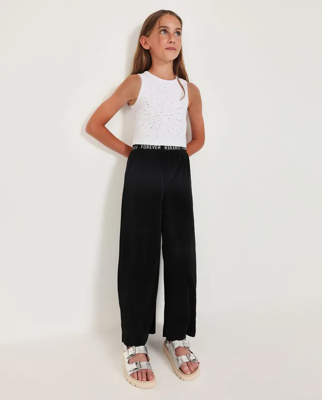 Tuc tuc pantaloni bambina coste neri gamba larga