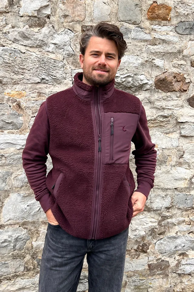 Ella and Rapha Teddy gilet bordeaux smanicato pile
