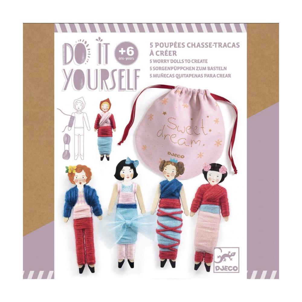 Djeco Do it Yourself Sweet Night kit bambole 5 pezzi lana