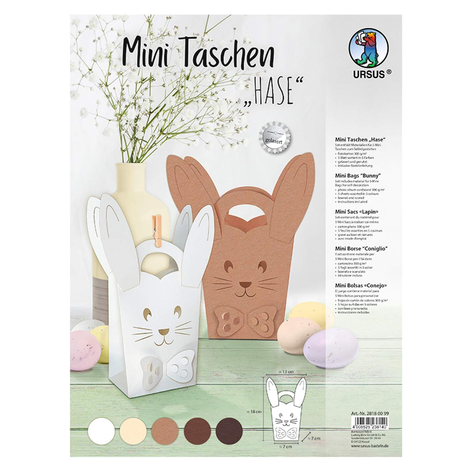 Ursus Coniglio kit creativo 5 cestini carta Pasqua