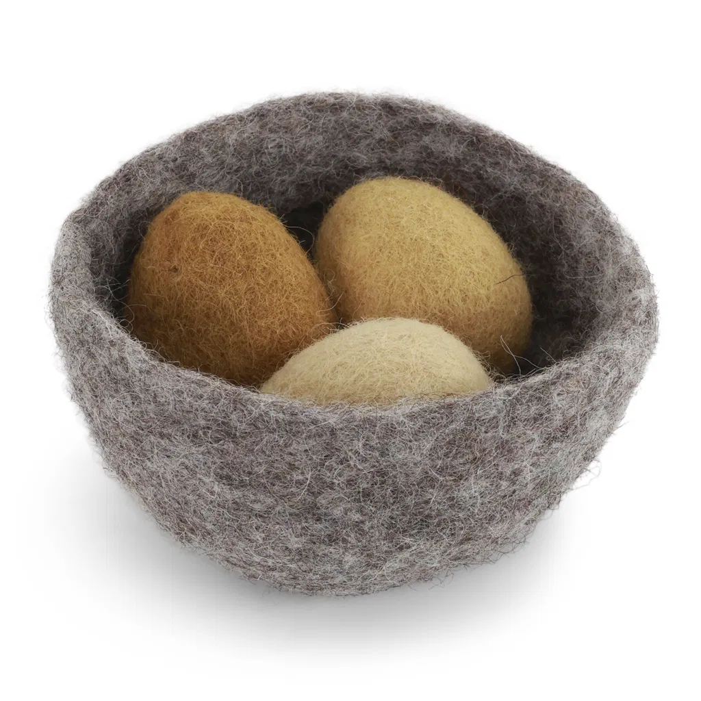Gry & Sif set nido e 3 ovetti decorazione feltro 9,5 cm