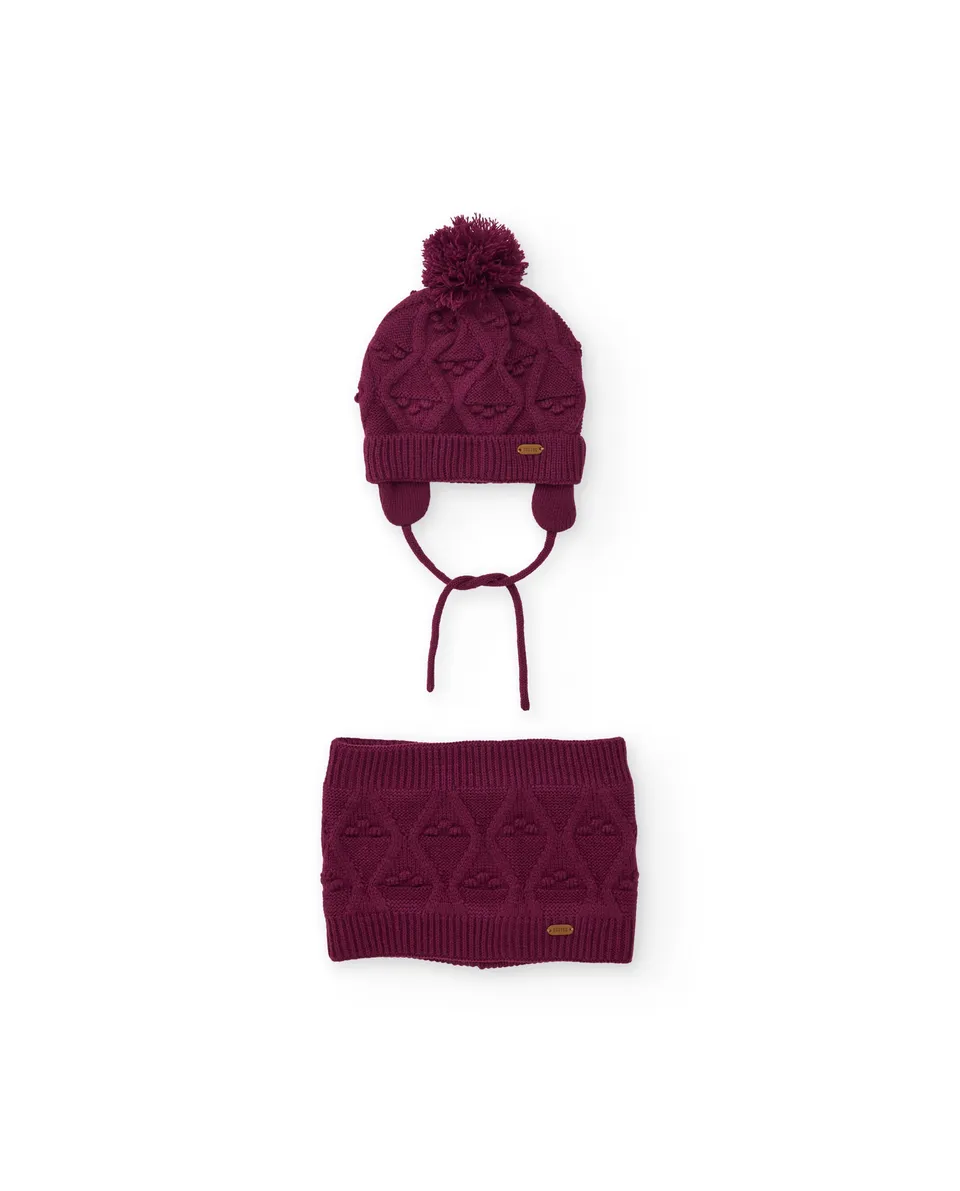 Tuc Tuc set bambina cappello scaldacollo bordeaux
