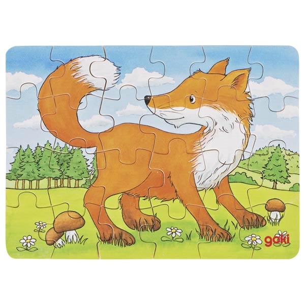 Goki Mini Puzzle Legno Animali Volpe 24 Pezzi