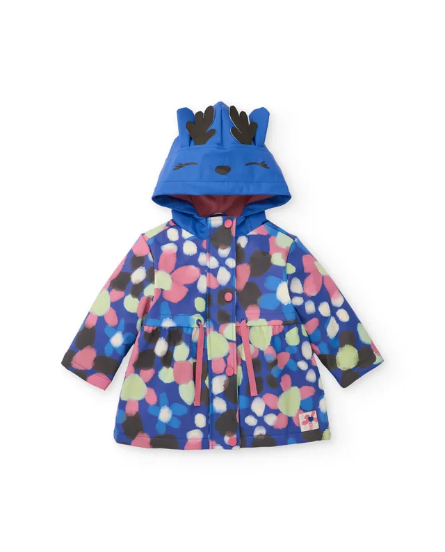 Tuc Tuc giacca antipioggia bambina blu fiori cappuccio