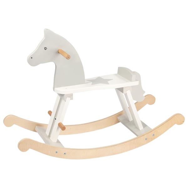 Goki cavallo a dondolo legno evolutivo 78 cm con schienale