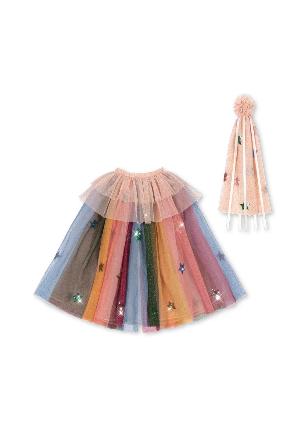 Konges Sløjd Mantello Arcobaleno costume glitterato con bacchetta