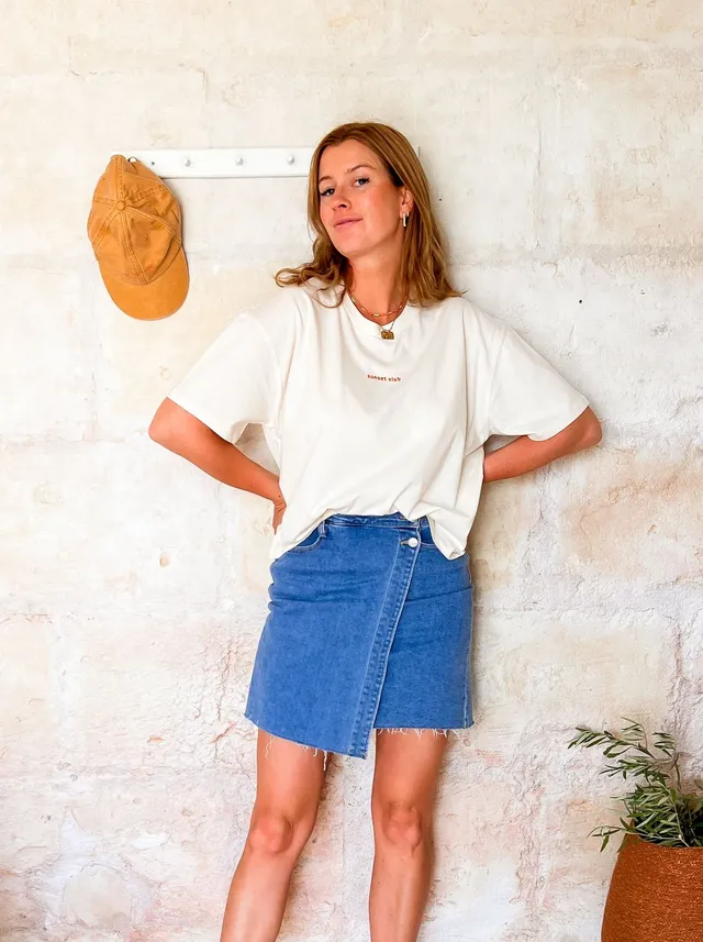 Ella and Rapha Sunset Club t-shirt donna bianco sporco cotone