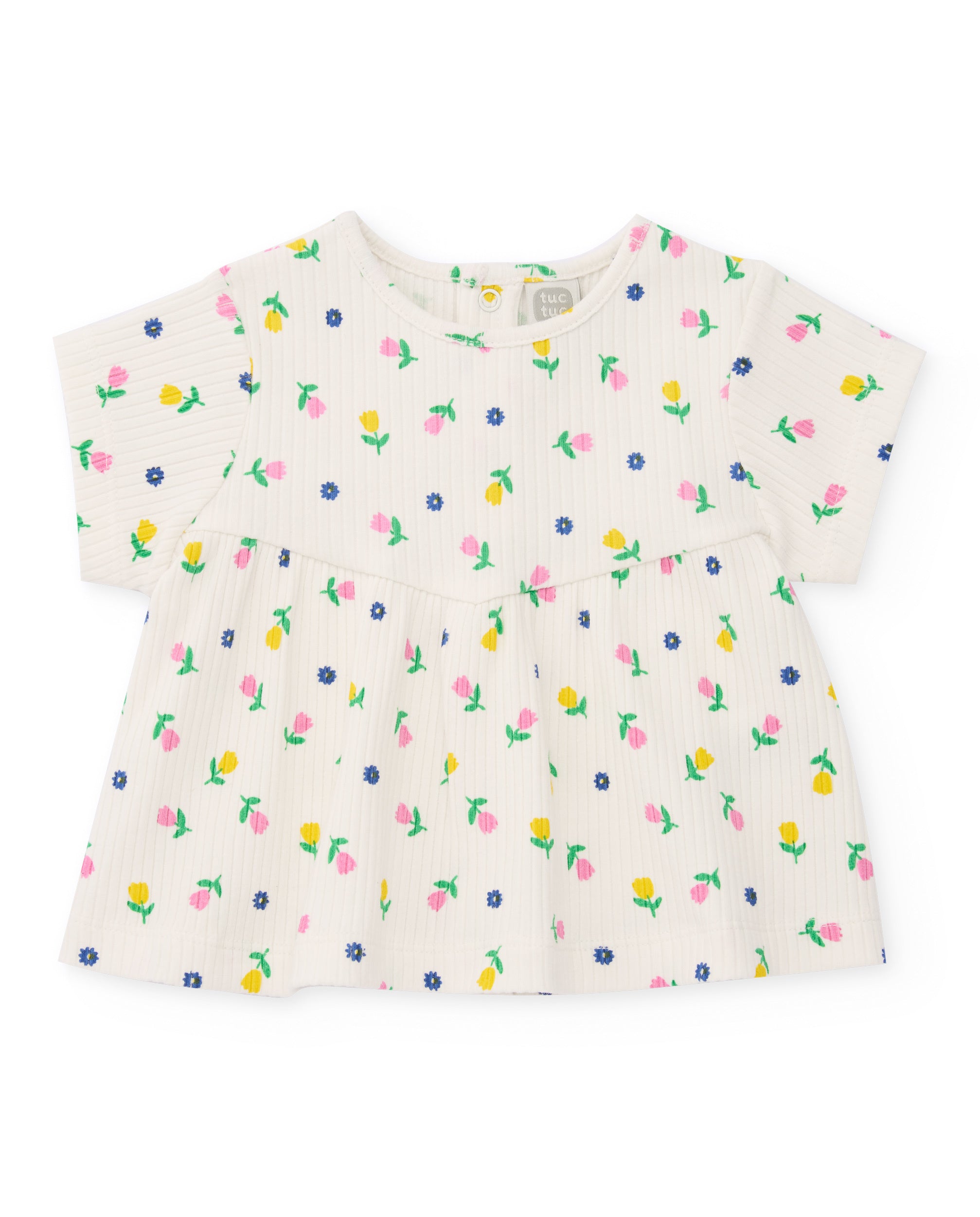 Tuc Tuc completo neonata beige fiori maglietta culotte
