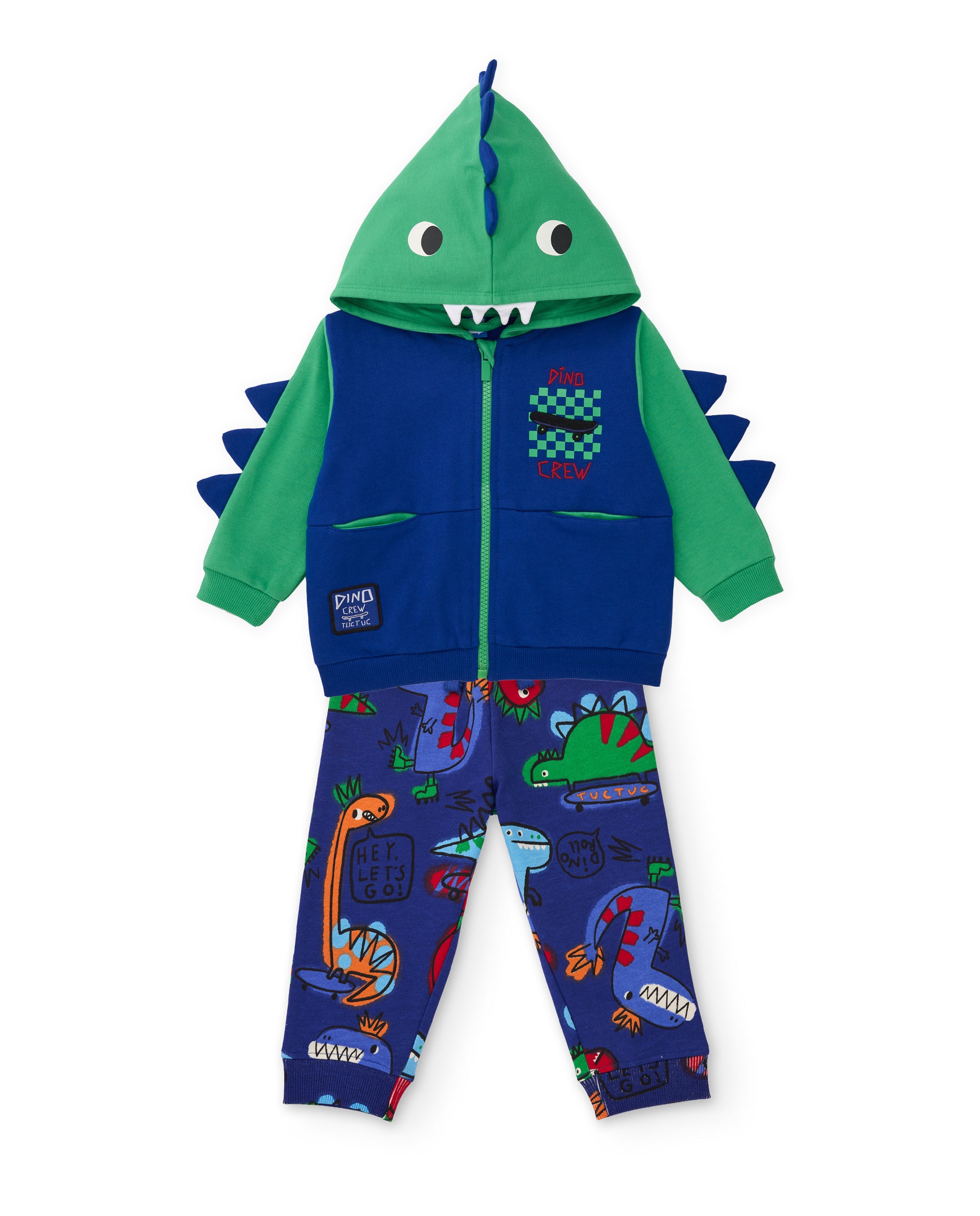 Tuc Tuc Dino Roll tuta in pile blu con zip