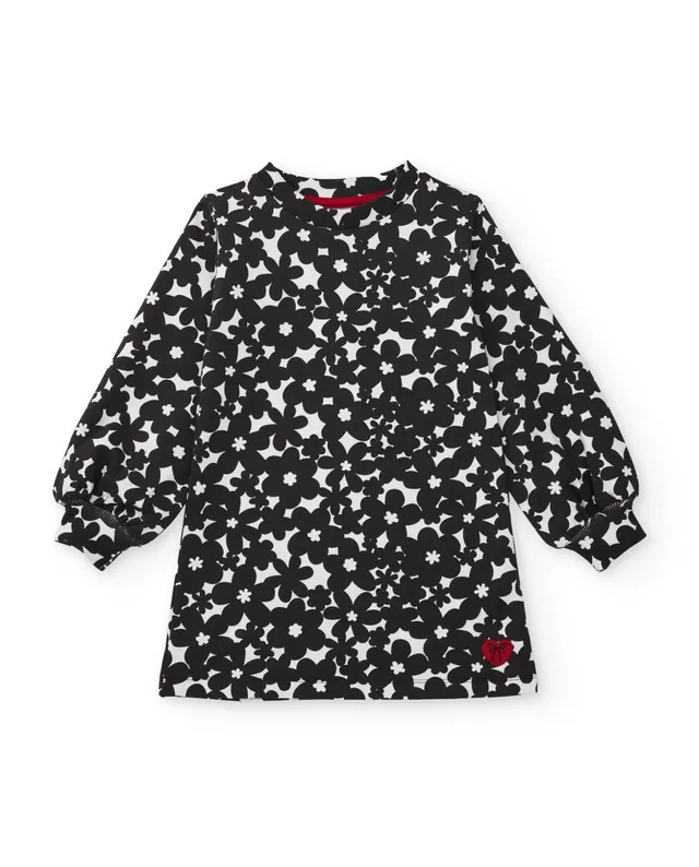 Tuc tuc Floral Symphony vestito felpa fiori nero