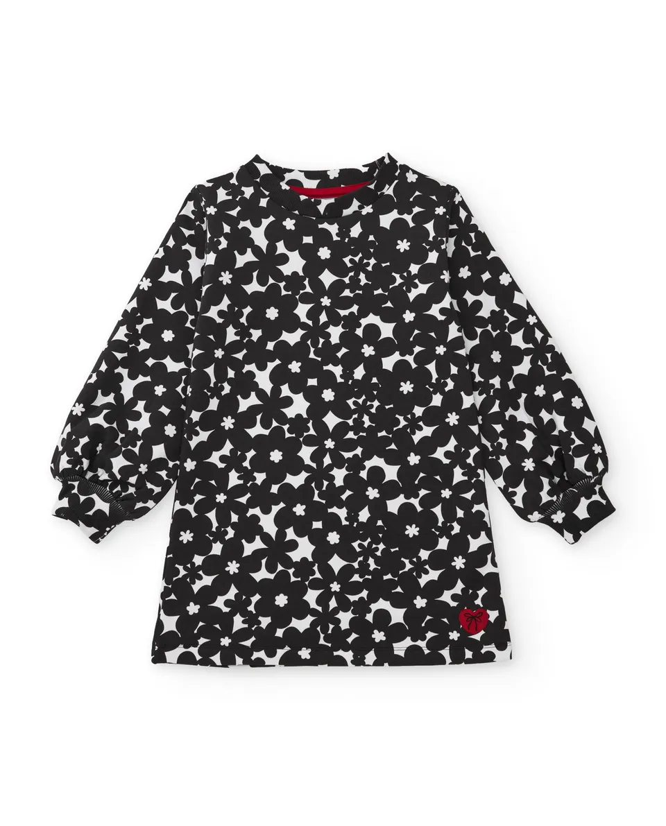 Tuc tuc Floral Symphony vestito felpa fiori nero