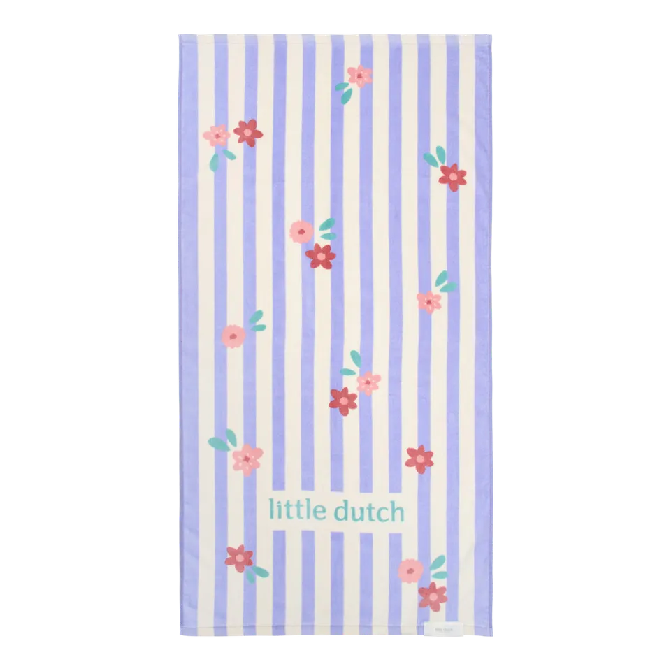 Little Dutch telo mare righe lilla fiori 60x120 cotone
