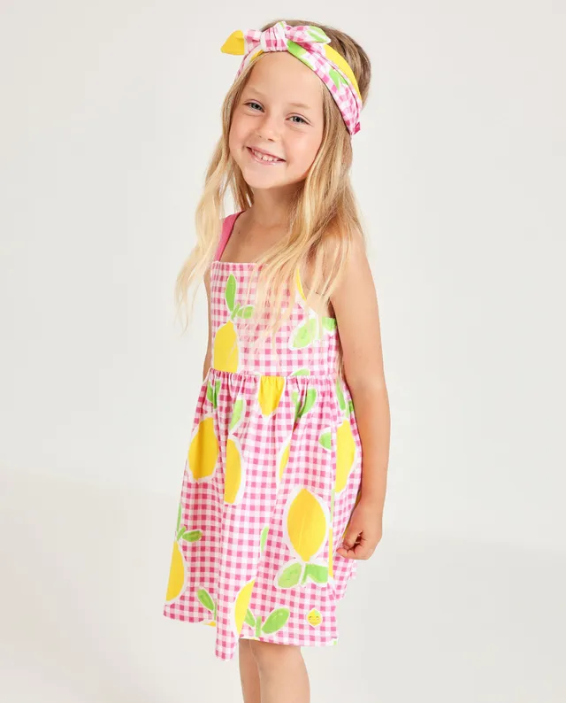 Tuc Tuc vestito bambina rosa quadretti limoni