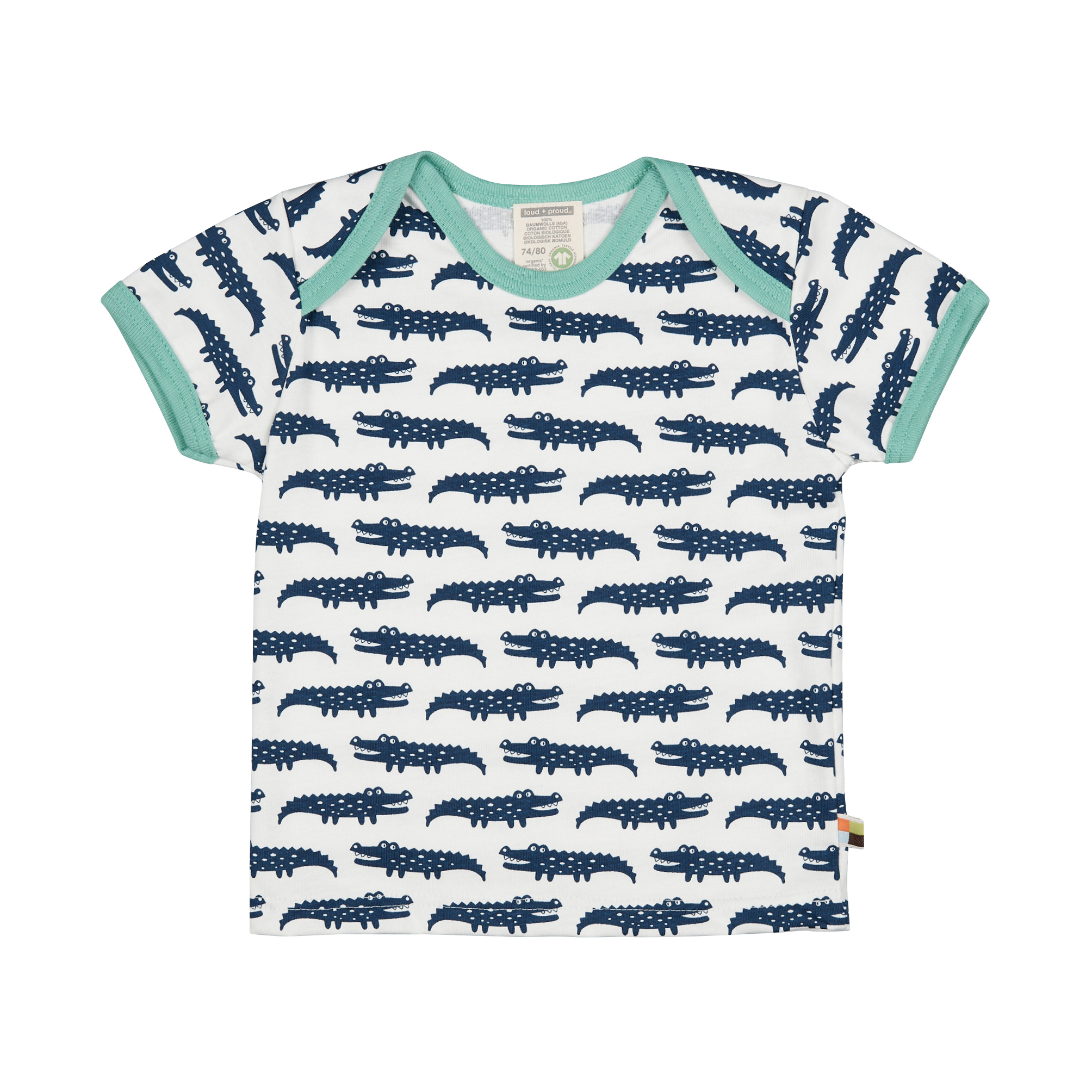 Loud+Proud T-Shirt Coccodrilli Blu Cotone Bio