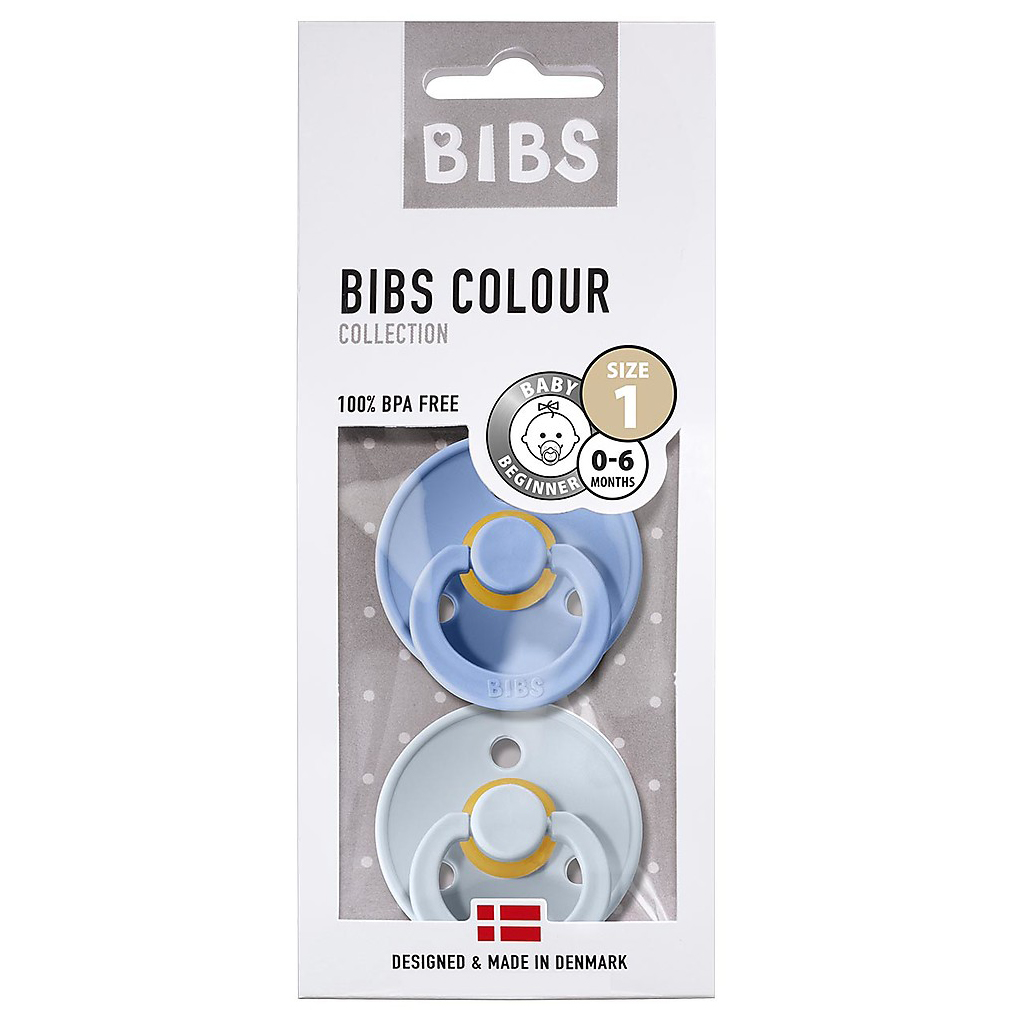 BIBS Colour ciuccio gomma naturale azzurro e blu set 2