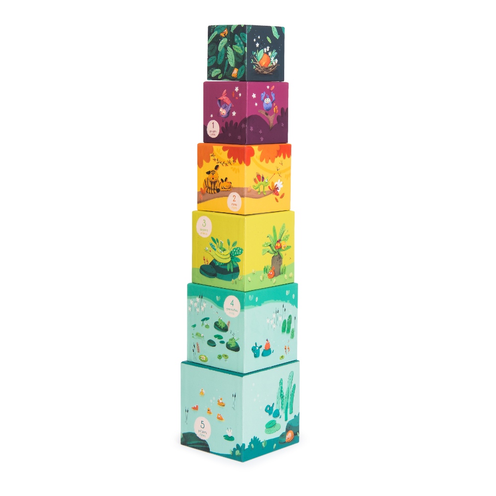 Moulin Roty Dans la Jungle cubi impilabili 6 pezzi cartone