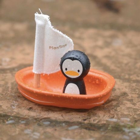 Plan Toys Barca a Vela Pinguino gioco bagnetto legno