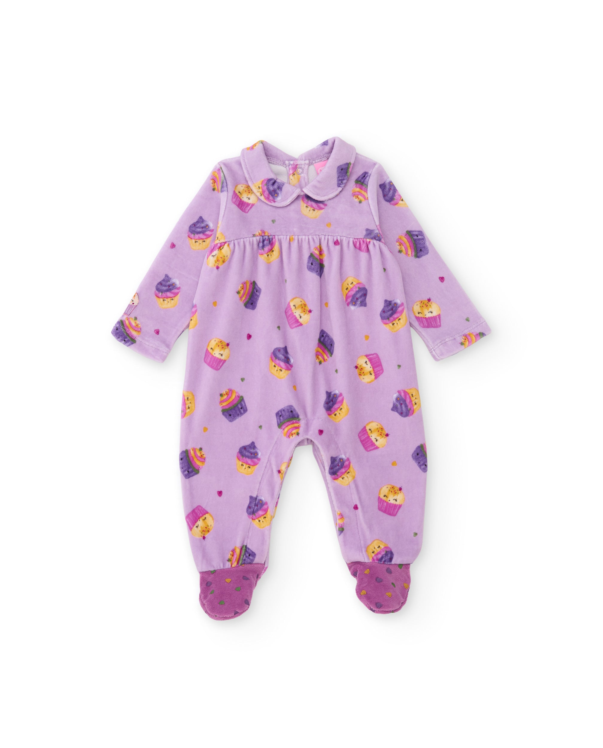 Tuc tuc pagliaccetto neonata viola con cupcake