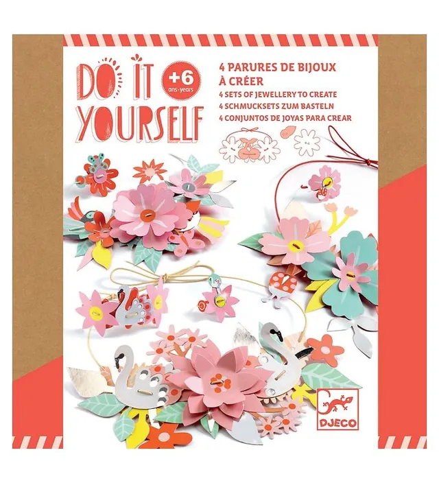 Djeco Jewellery Flowers kit gioielli mosaico 4 parure