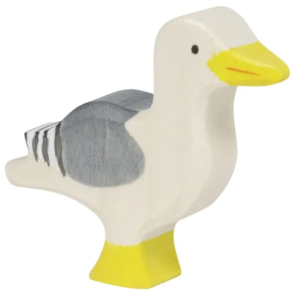 Holztiger gabbiano figura legno dipinta a mano