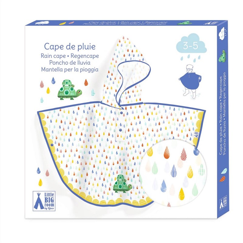 Djeco Turtle mantellina antipioggia 3-5 anni semitrasparente