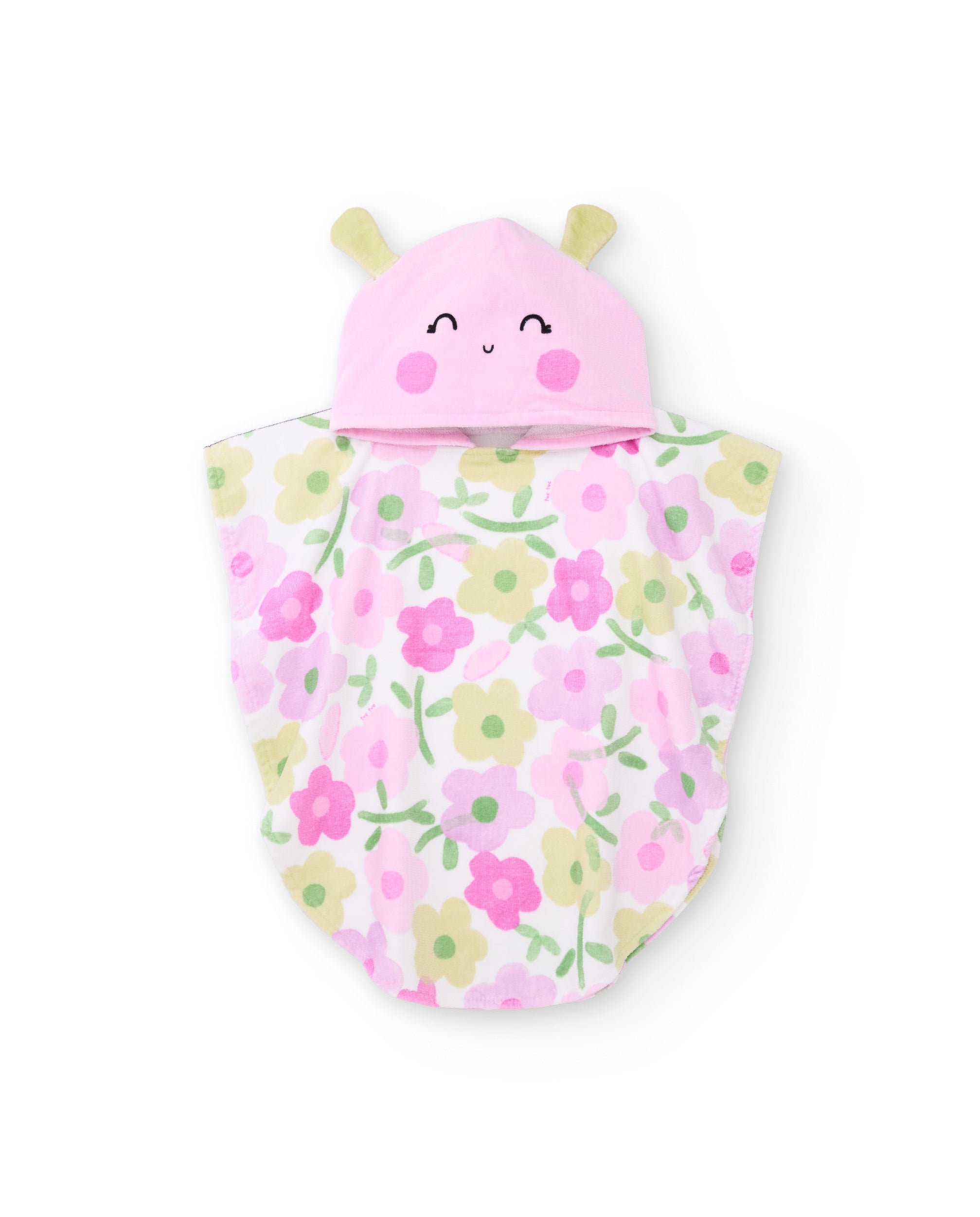 Tuc Tuc poncho mare bimba rosa con cappuccio fiori