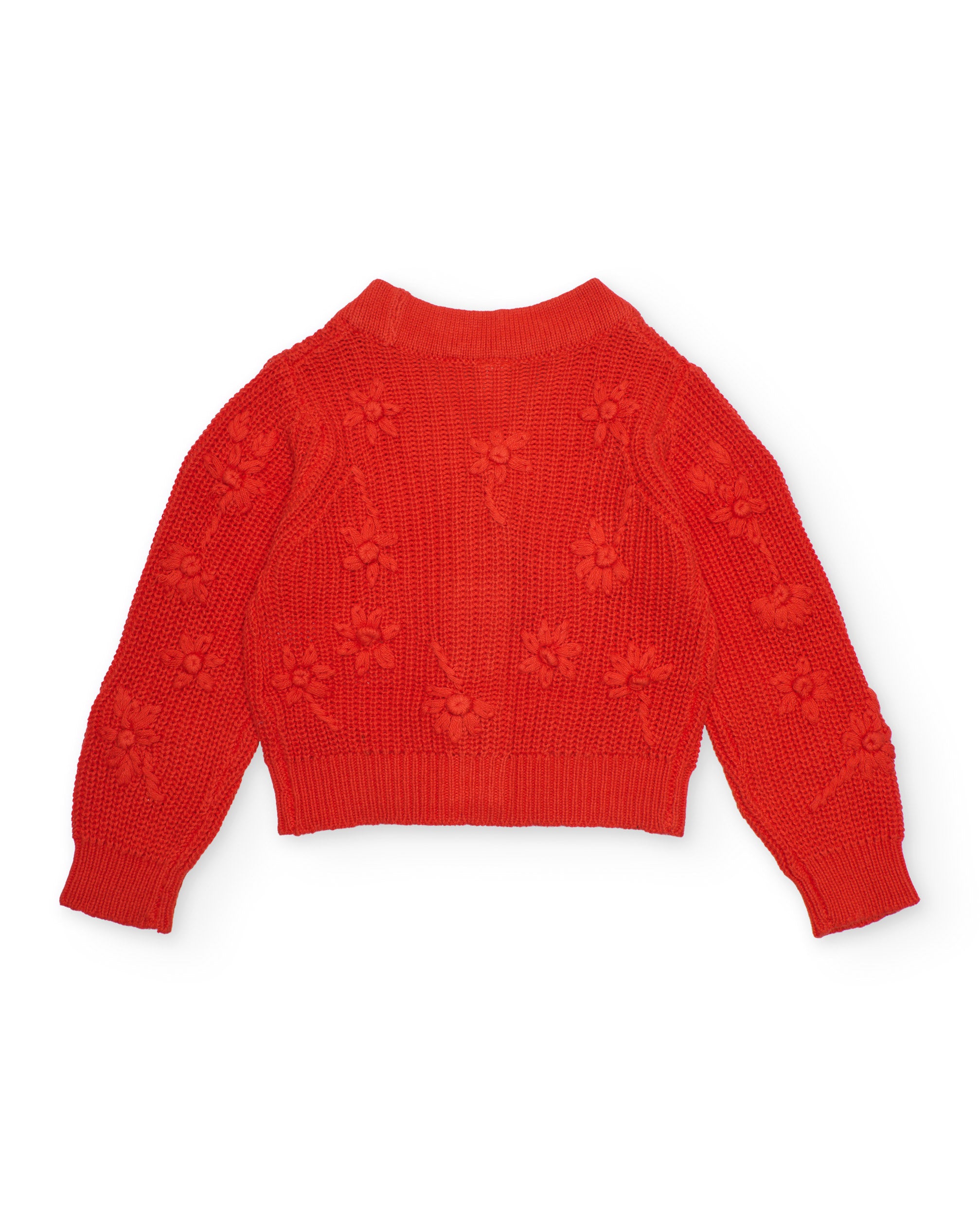 Tuc Tuc cardigan maglia bambina fiori in rilievo rosso