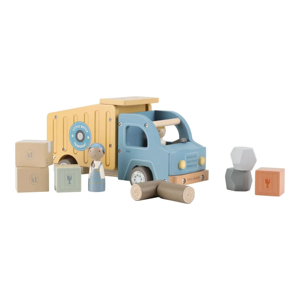 Little Dutch Camion Spazzatura legno con personaggio 18 mesi