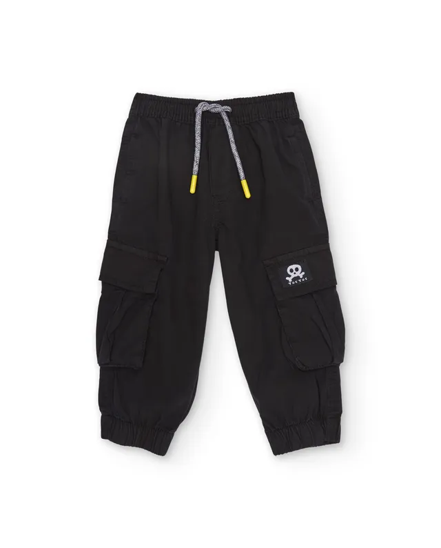 Tuc Tuc pantalone cargo bambino nero elastico tasconi