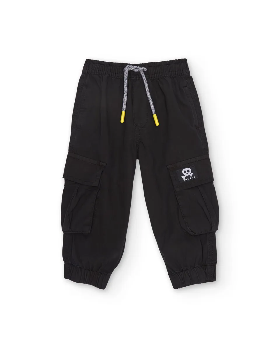 Tuc Tuc pantalone cargo bambino nero elastico tasconi