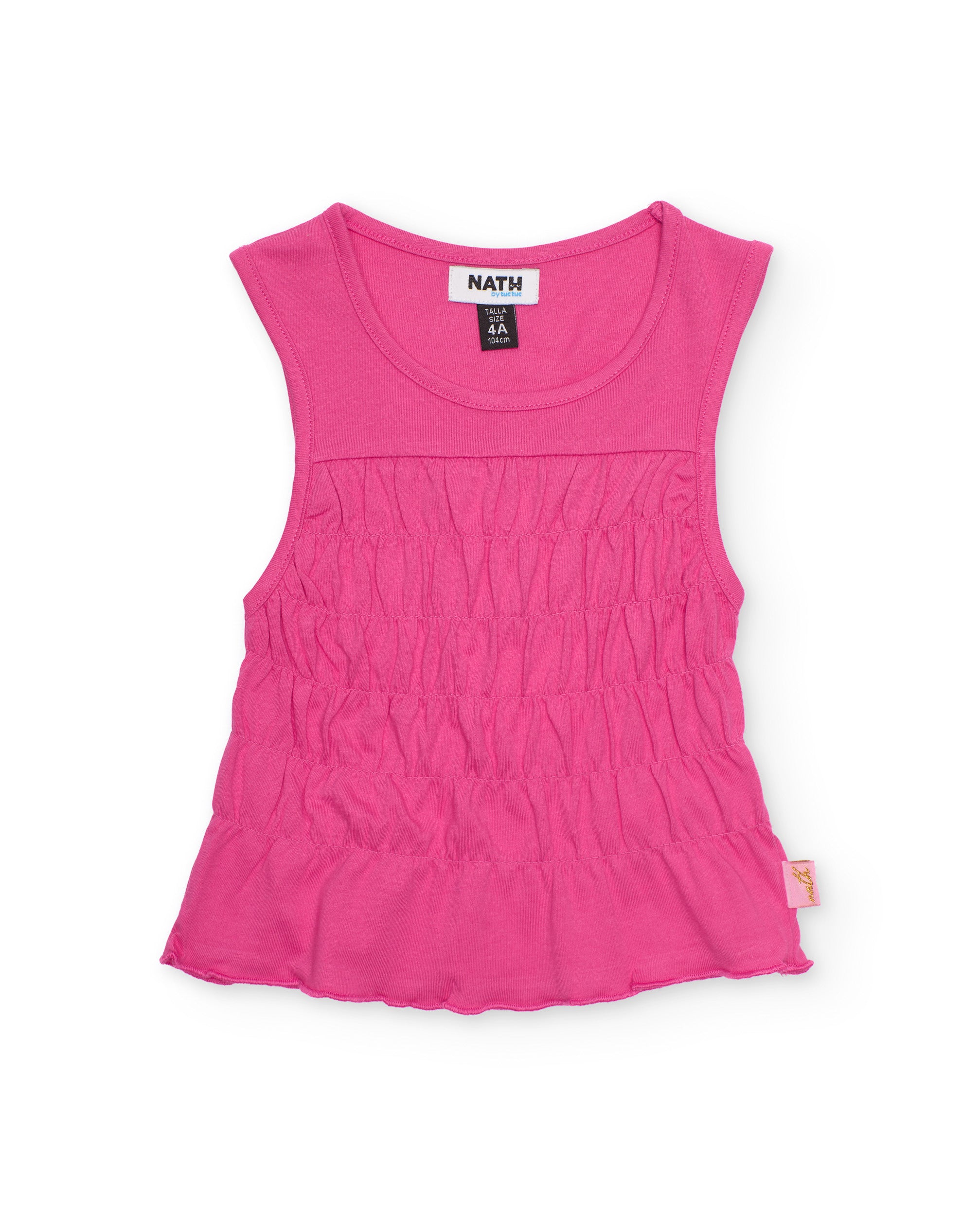 Tuc Tuc maglietta bimba smanicata fucsia con arricciature