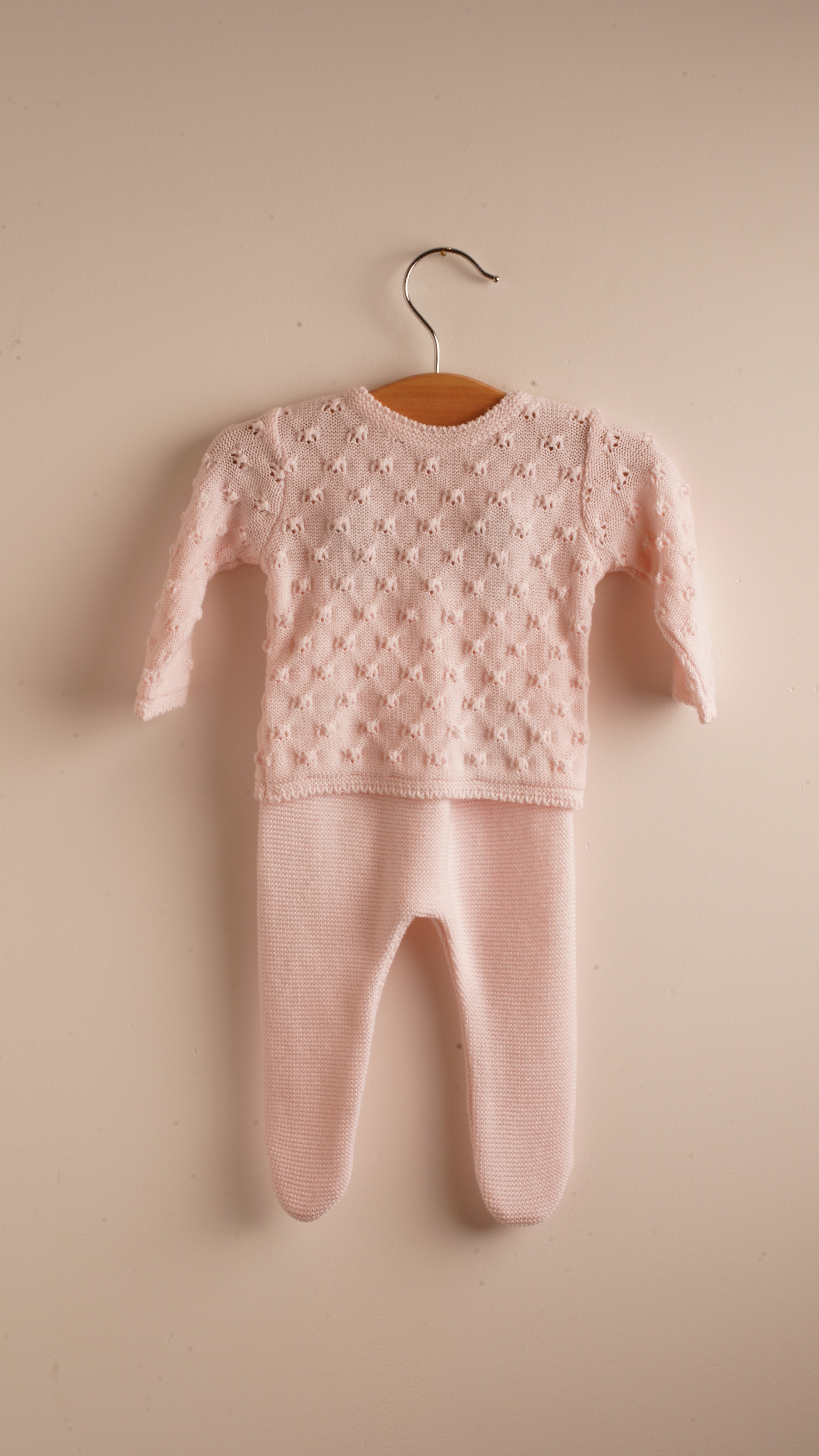 Mebi completo neonato 1 mese rosa maglia cotone